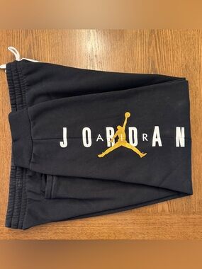 Jordan Black Joggers with Gold Jumpman and White Lettering